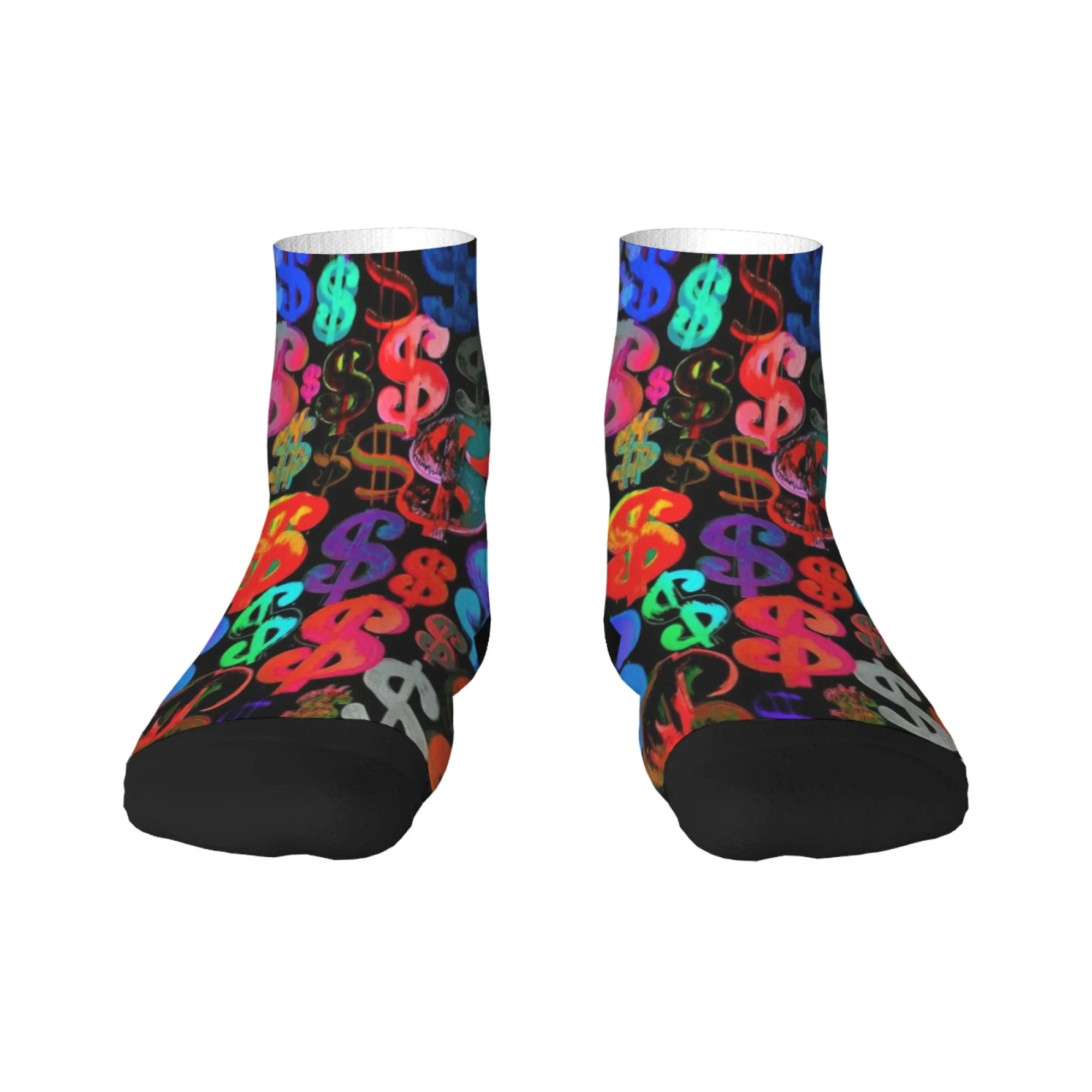 ถุงเท้าข้อเท้าสําคัญฤดูร้อน 1 คู่, ลายดอลลาร์คลาสสิกพิมพ์โพลีเอสเตอร์, ถุงน่องสําหรับกีฬาลําลองและกลางแจ้ง, ผู้ชายและผู้หญิง