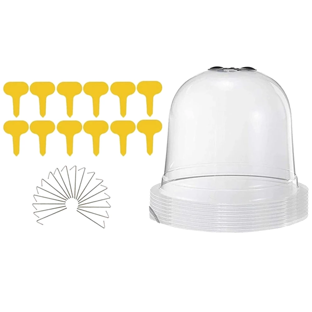 

ABJT-34Pcs/Set Plant Protect Cover Plastic Mini Greenhouse Anti Freeze Plant Covers For Flowers Accessories Clear 26 X 21Cm