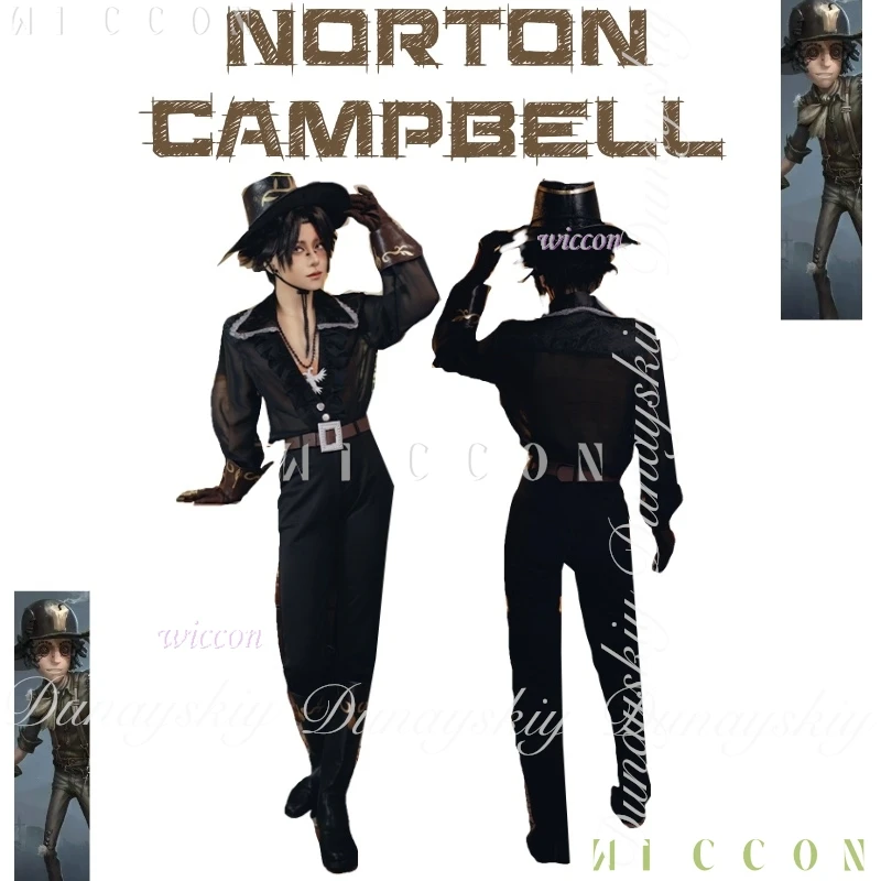 ฮาโลวีน Identity V เกม Prospector Norton Campbell คอสเพลย์เสื้อสีดําวิกผม disfraz One Survivors คอสเพลย์เครื่องแต่งกายชุด