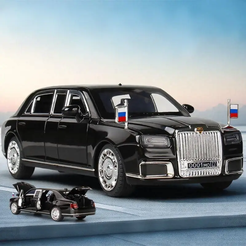 1/24 Aurus Senat Legierung Limousine Luxy Auto Modell Diecast Metall Kugelsichere Fahrzeug Auto Modell Simulation Sound Licht Kinder Spielzeug Geschenk