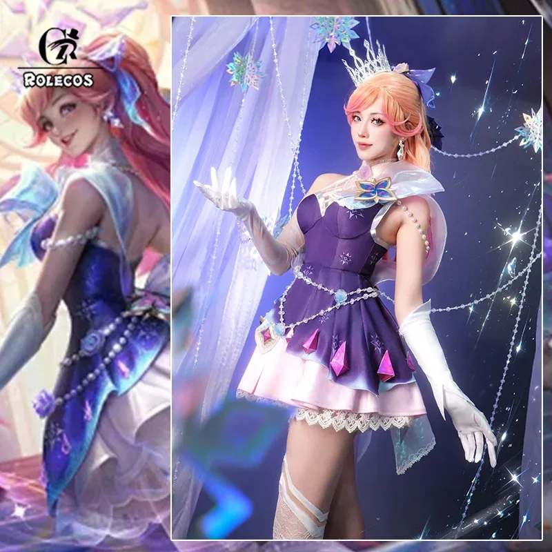 

ROLECOS Game LOL Prestige Crystal Rose Lux Cosplay Costume Game LOL Lux Cosplay Outfit Halloween Women Suit New Skin