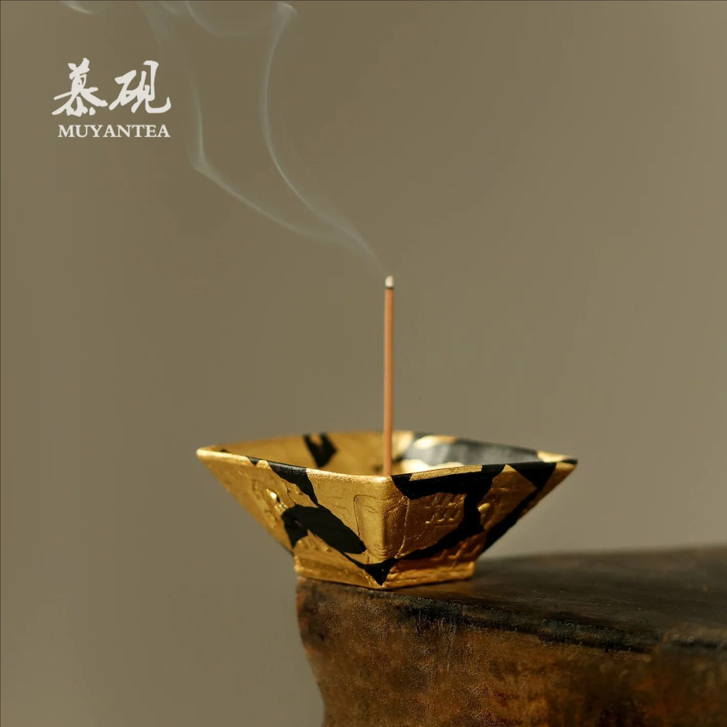 Mu Yan Hamade Lacquer Gold Foil Burner Dunhuang Cultural High-E Tibetan Incense Holder, Creative Agarwood A Saalwood