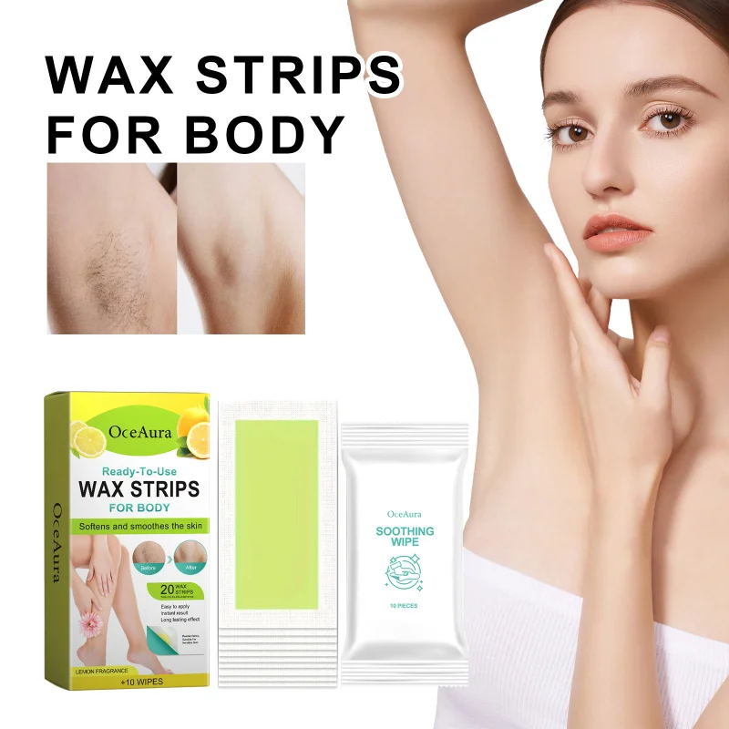 

Lemon Scent Hair Removal Wax Strips-Full-Body Use for Body Legs Underarms, Helps Slow Hair Regrowth & Leaves Skin Smooth Easily