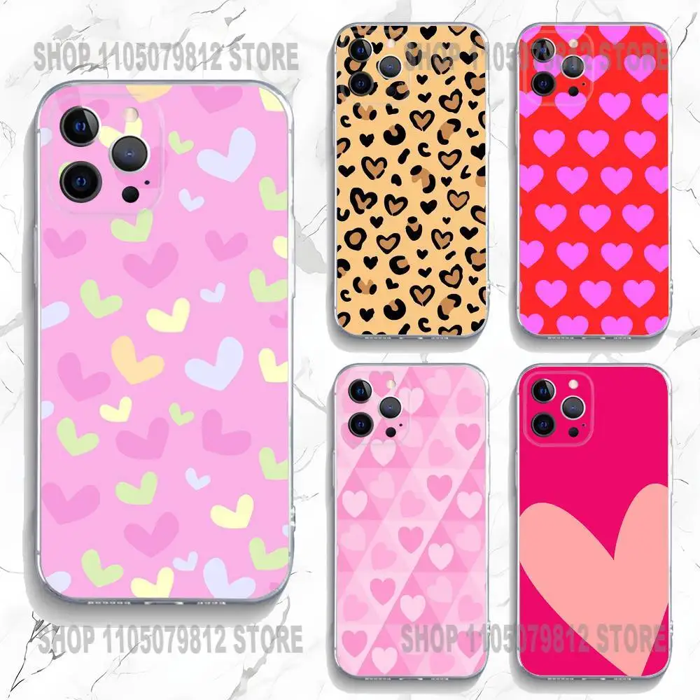 

Cute Love Heart Phone Case For iPhone 17 16,15,14,13,12,11 Plus,Pro,Max,XR,Plus,E,Mini Transparent Soft Cover