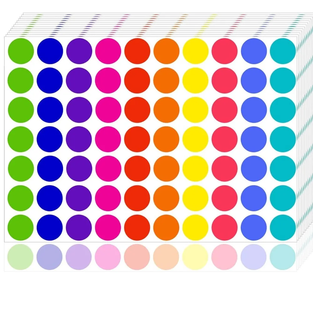 700PCS Dot Stickers 3/4 Inch Circle Color Coding Labels 10 Assorted Removable Dot Stickers for Offices Classrooms Marking