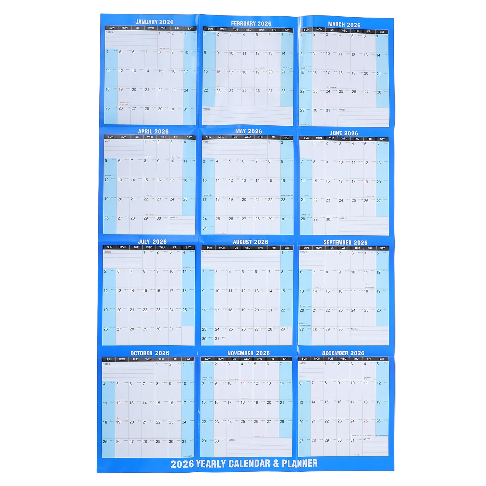 

Wall Mounted Calendar Hanging Annual Schedule Paper Dry Erase 2026 Yearly Office