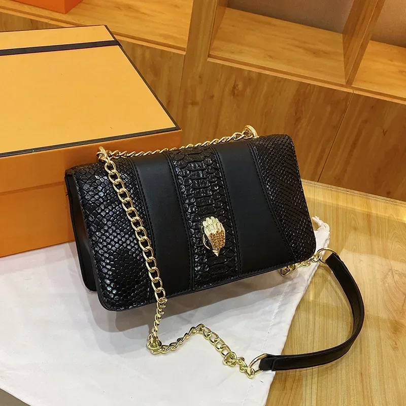 

KURT GEIGER luxury designer accesories Eagle Head Female Snake Pattern Stitching Chain Messenger Wallet woman Shoulder Bag