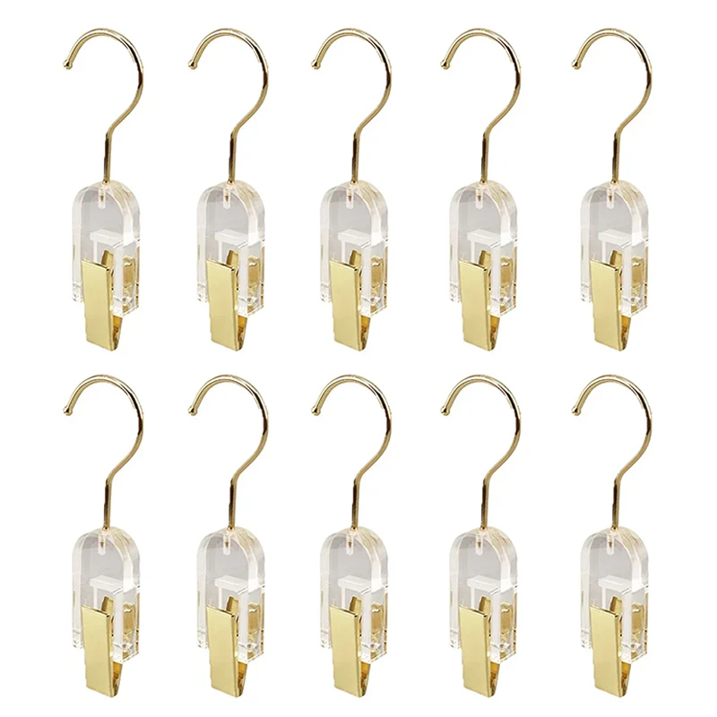 10PCS Acrylic Transparent Hooks Clothes Storage Hanger Hook Clothing Store Wardrobe Acrylic Bra Storage Clip Socks Scarf Hooks