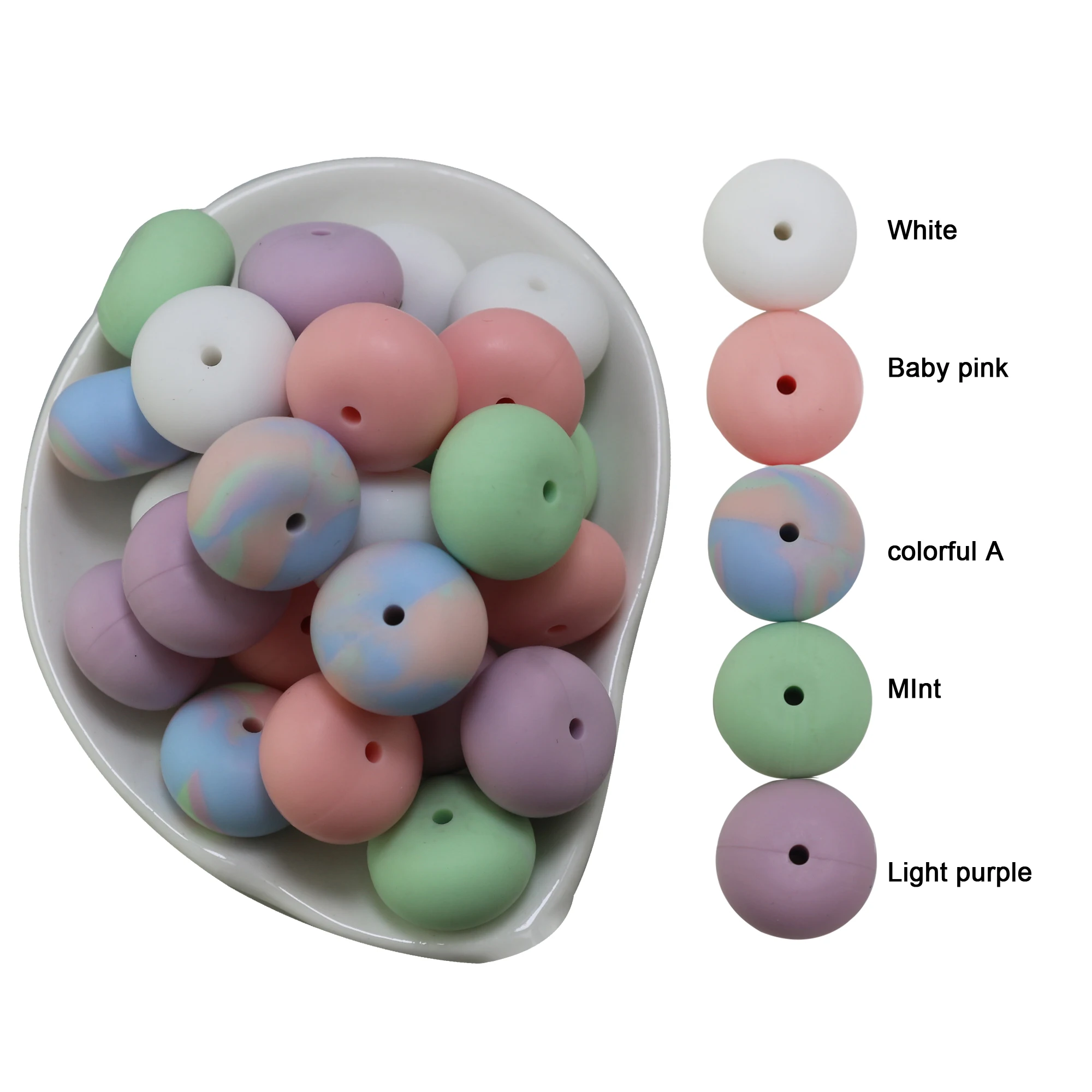 2024 New Spring Colors Abacus Silicone Beads 20MM 10Pcs 20Pcs Teething Beaded Pen For DIY Making Keychain Lanyard Jewelry