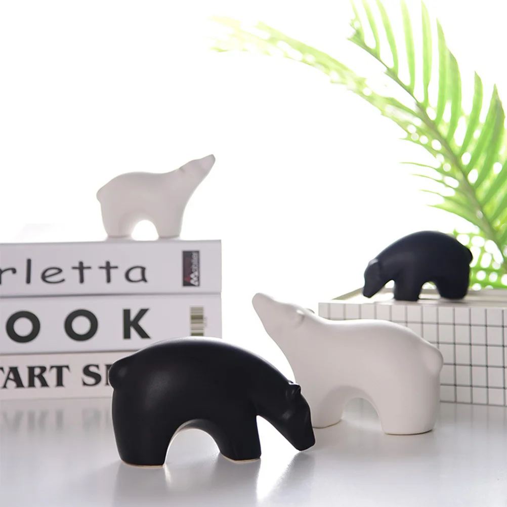 

2Pcs Polar Bear Statue Simulated Large Small Size Creative Desktop Ornament Home Office Bookstore Decorations