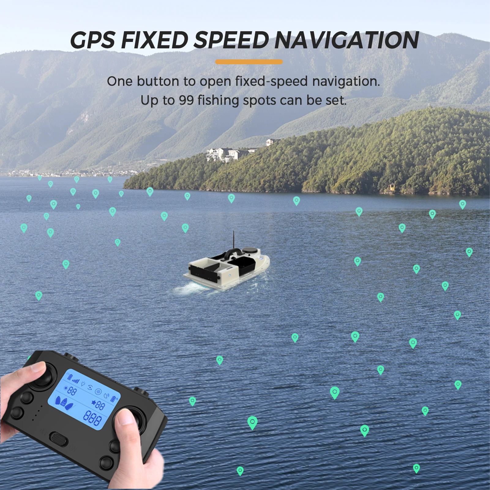Matybobe RC-Köderboot – 500 M Reichweite, 4 Köderbehälter, 2 Kg Tragkraft, GPS & 12000 MAh Akku