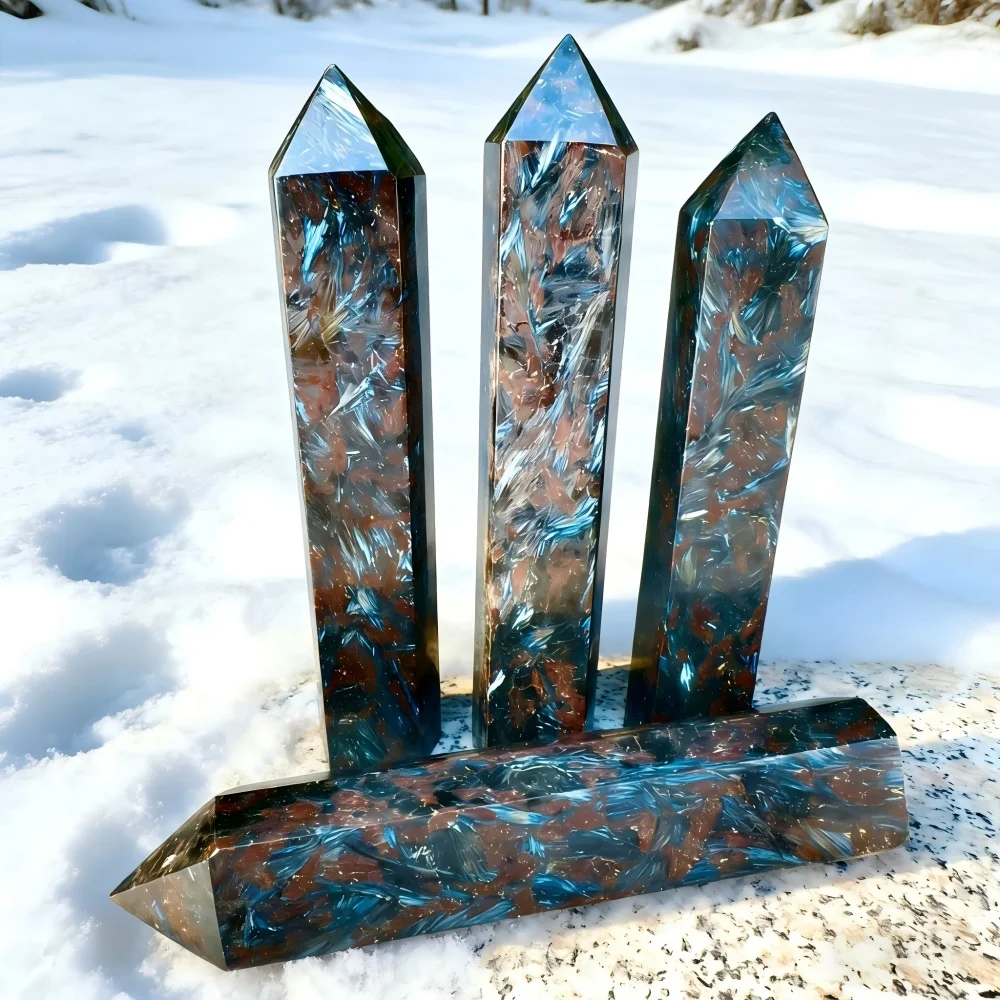 

4.33"Natural Arfvedsonite Stone Point,Stunning Hand made Obelisk/Tower/Point Decor,Reiki Healing Meditation Gift for her/his