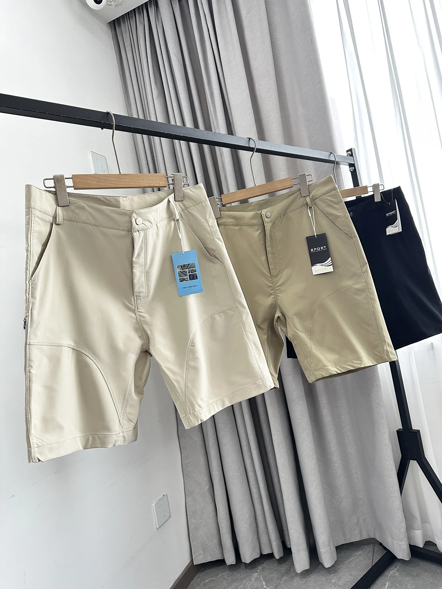 Outdoor Men's Sport Shorts Wear-Resistant Quick-Dry Breathable Waterproof Summer 2025 Mid-Waist Straight Leg Pure Color