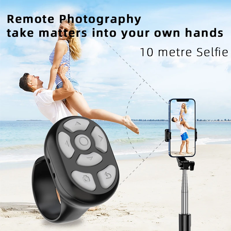 

Cell Phone Finger Ring BT Remote Control Selfie Video Remote Controller Automatic Page Turner