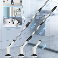 Nettoyeur électrique rotatif 9 en 1, brosse de nettoyage sans fil, poignée télescopique, écran LED, nettoyeur sans fil pour salle de bain, cuisine, sols et carrelages 4