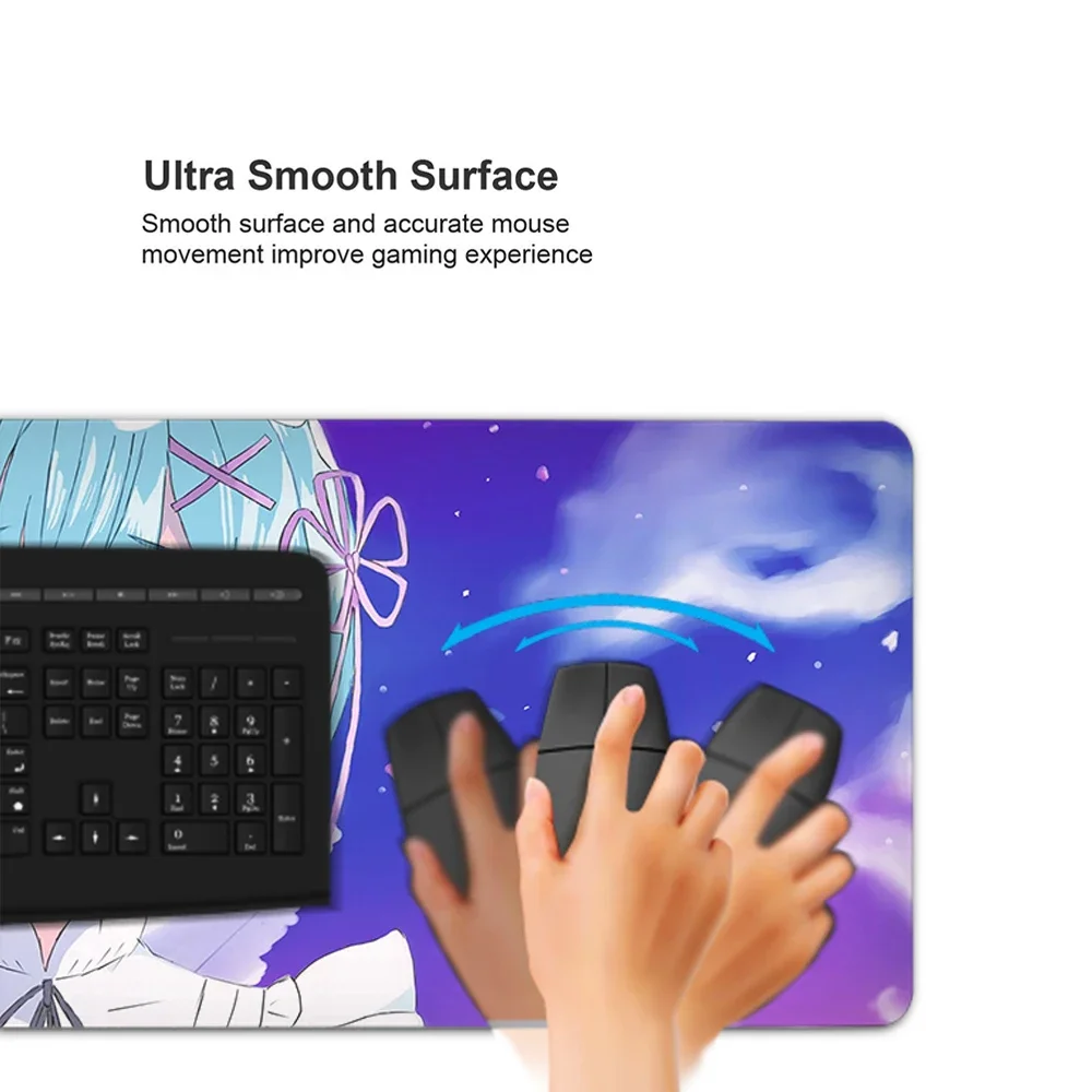 Re Zero Rem ilia Mousepad Speed Keyboard accessori da gioco Manga Mouse Pad Gamer tappetino in gomma tappeto Anime Full Gamer Pc Csgo Mouse