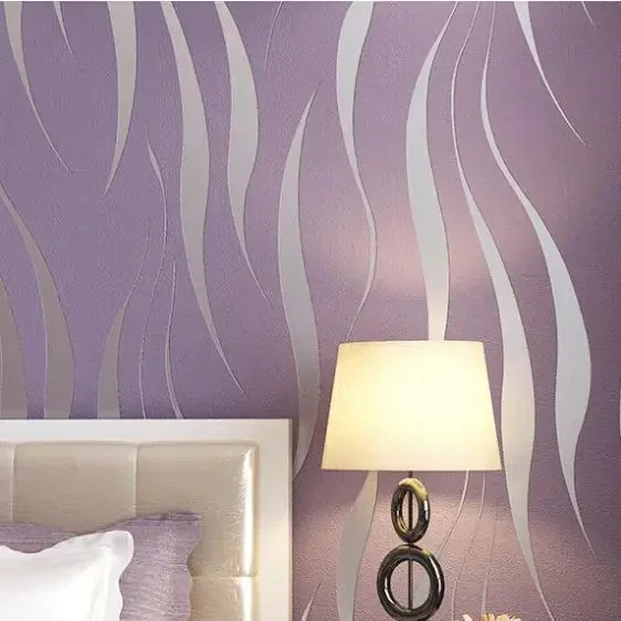 Purple Wallpaper Geometric Stripes Flocked Texture Home Decor Wallpaper Modern Design Wall Paper Rolls For Bedroom Living room