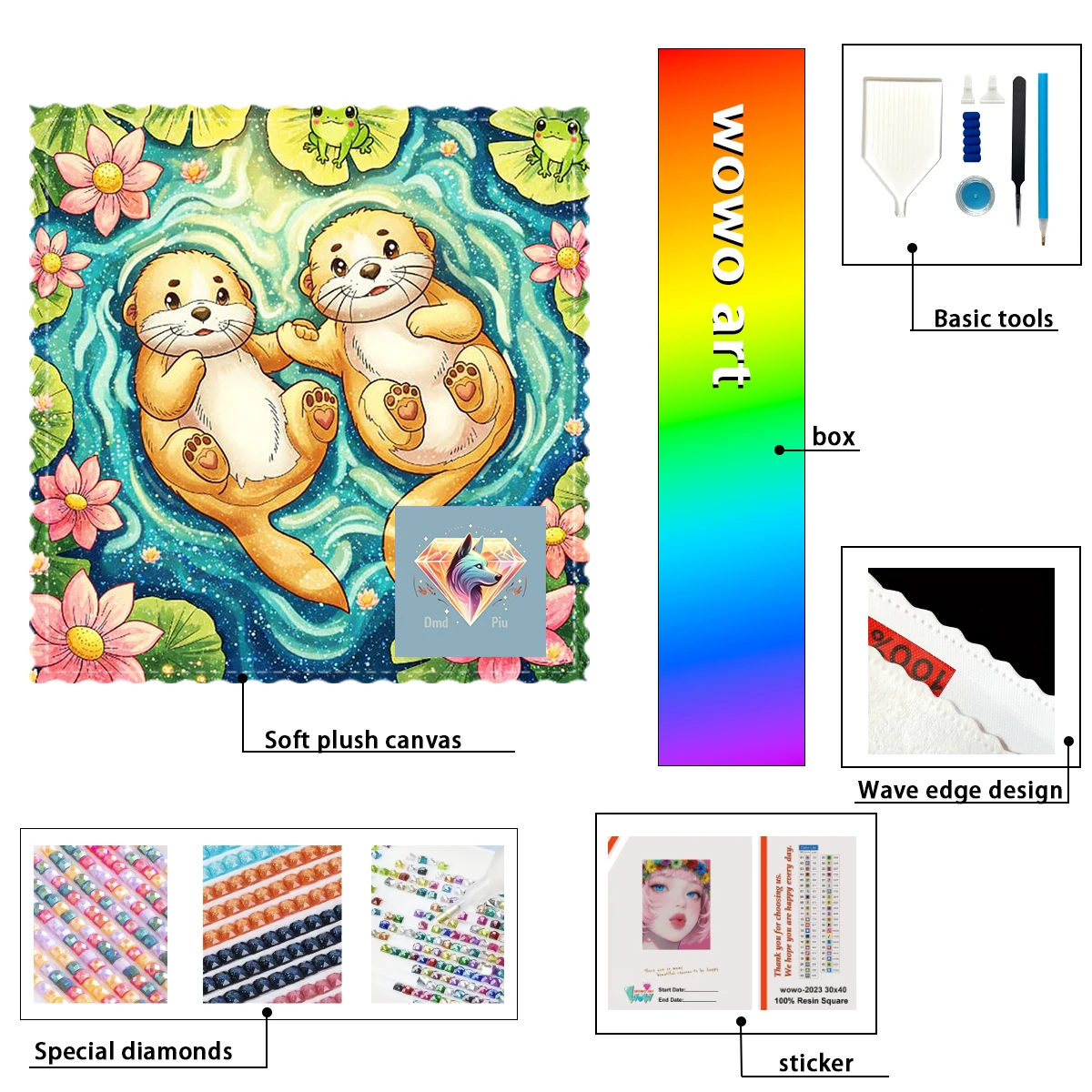 

【Piu Diamond Art】Pareja de nutrias Crystal AB Rhinestone FD Rhinestone Perfect Resin Diamond