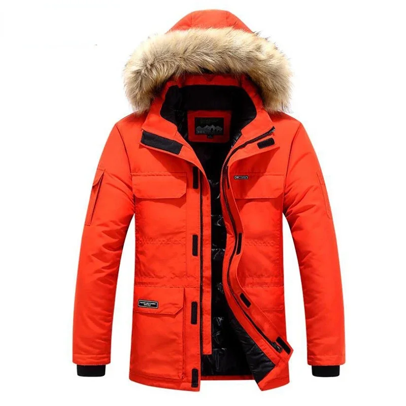 

ONESTAND Men Windbreaker Big Pockets Parkas Coat Wholesale Winter Thicken Fur Hooded Keep Warm Jacket Overcoat