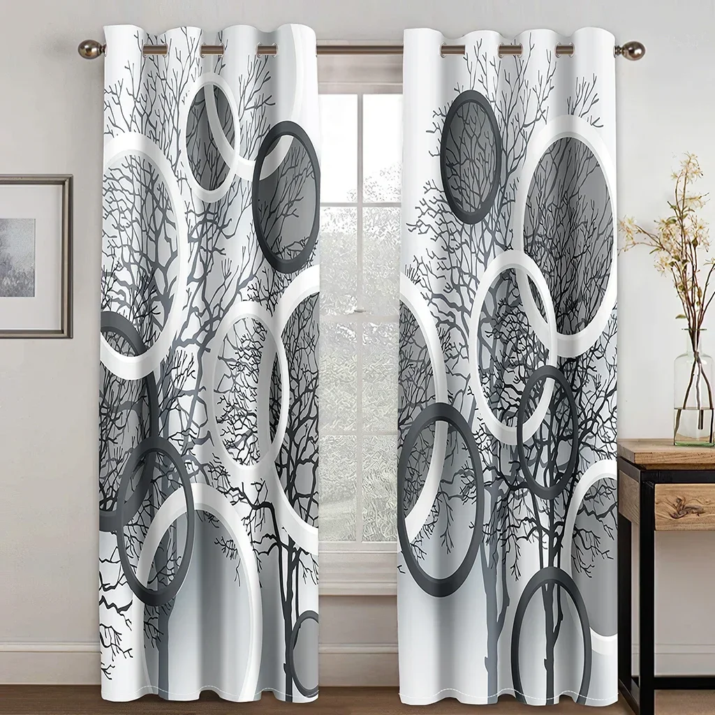 Free Shiping Simple Ring Shape Modern 2Pieces Shading Window Curtain for Living Room Bedroom Home Decor Drapes