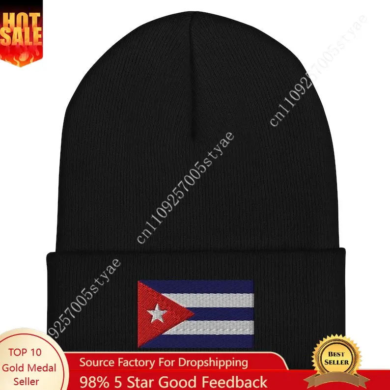 

Cuba Flag Beanie Men Women Embroidered Knit Hat Cuffed Beanies Warm Winter Caps Soft Skull Cap Fashion Ski Hats