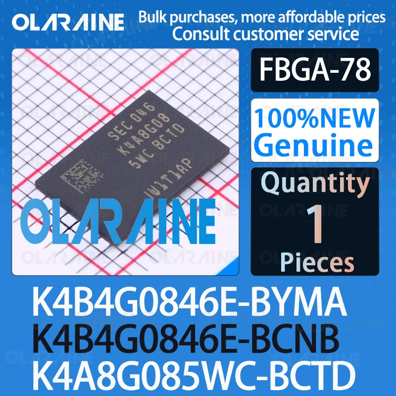 100%New1Original K4B4G0846E-BYMA K4A8G085WC-BCTD K4B4G0846E-BCNB FBGA-78 DDR SDRAM Memorizer IC chip  olaraine