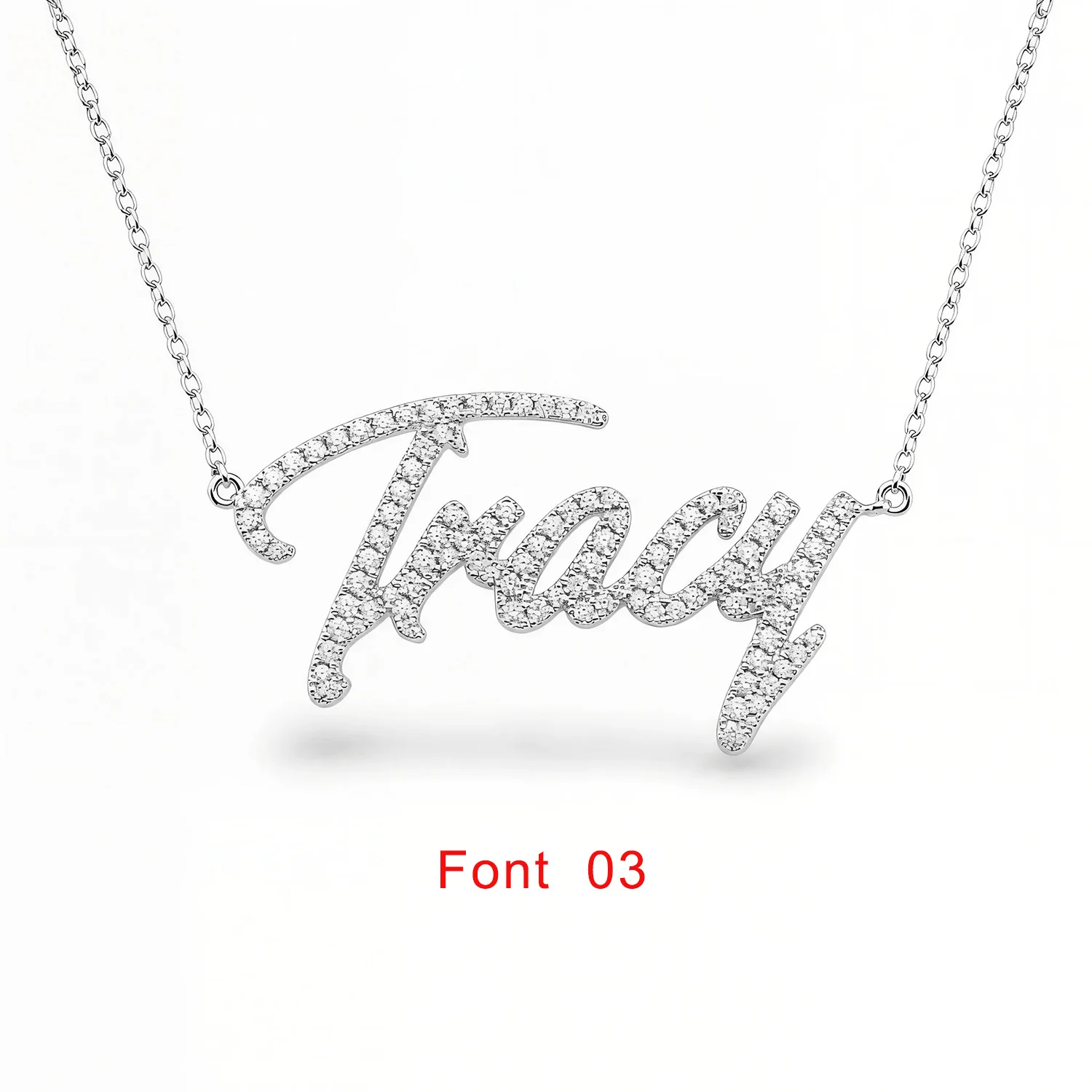Qitian Custom Moissanite Name Necklace Personalized Script Small Name Pendant 925 Sterling Silver Shining Jewelry Gift For Women
