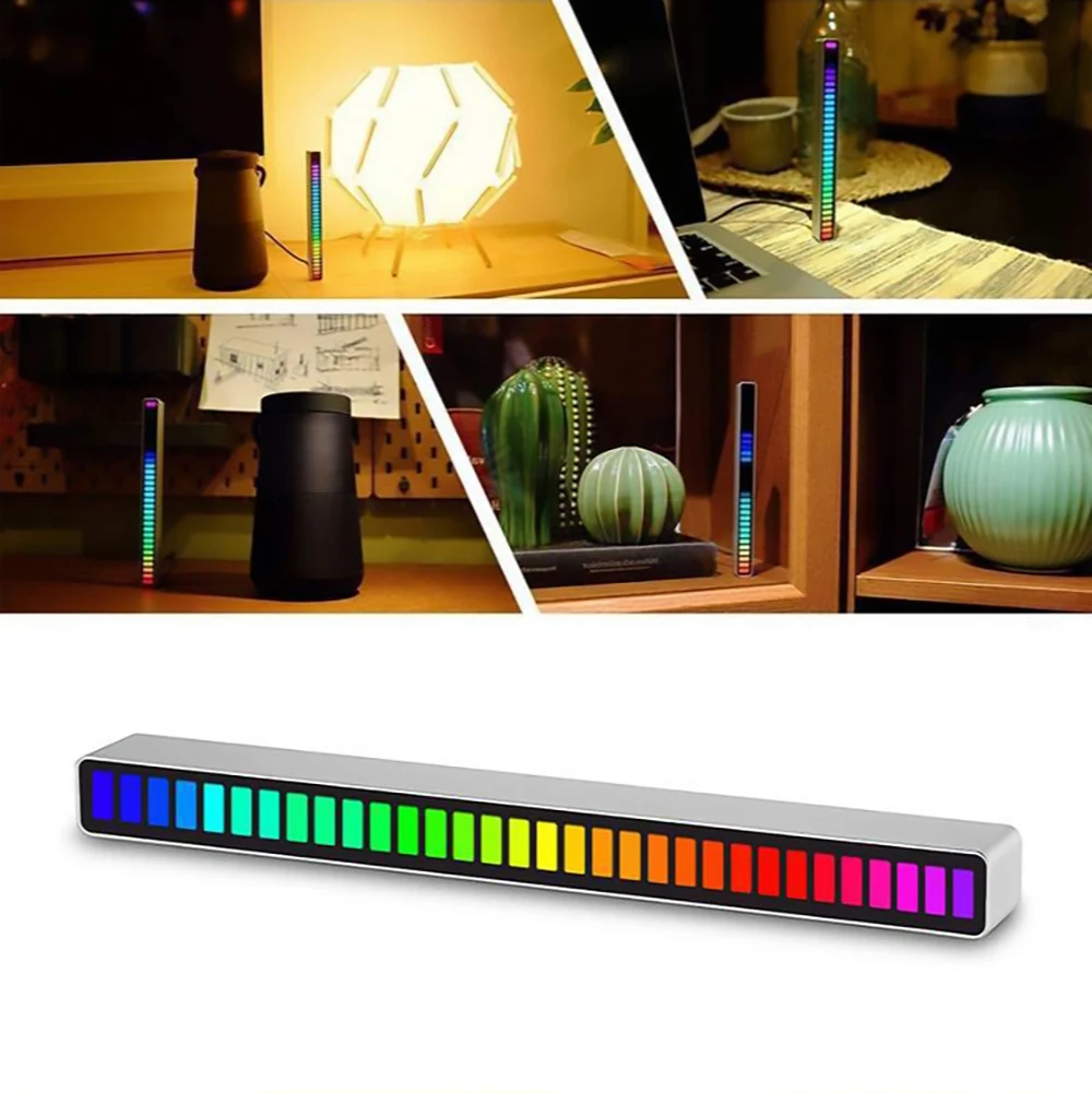 RGB Pickup Lights Sound Control LED Light RGB Colorful Rhythm Ambient Lamp For Car/Game Computer Desktop Decoration Light