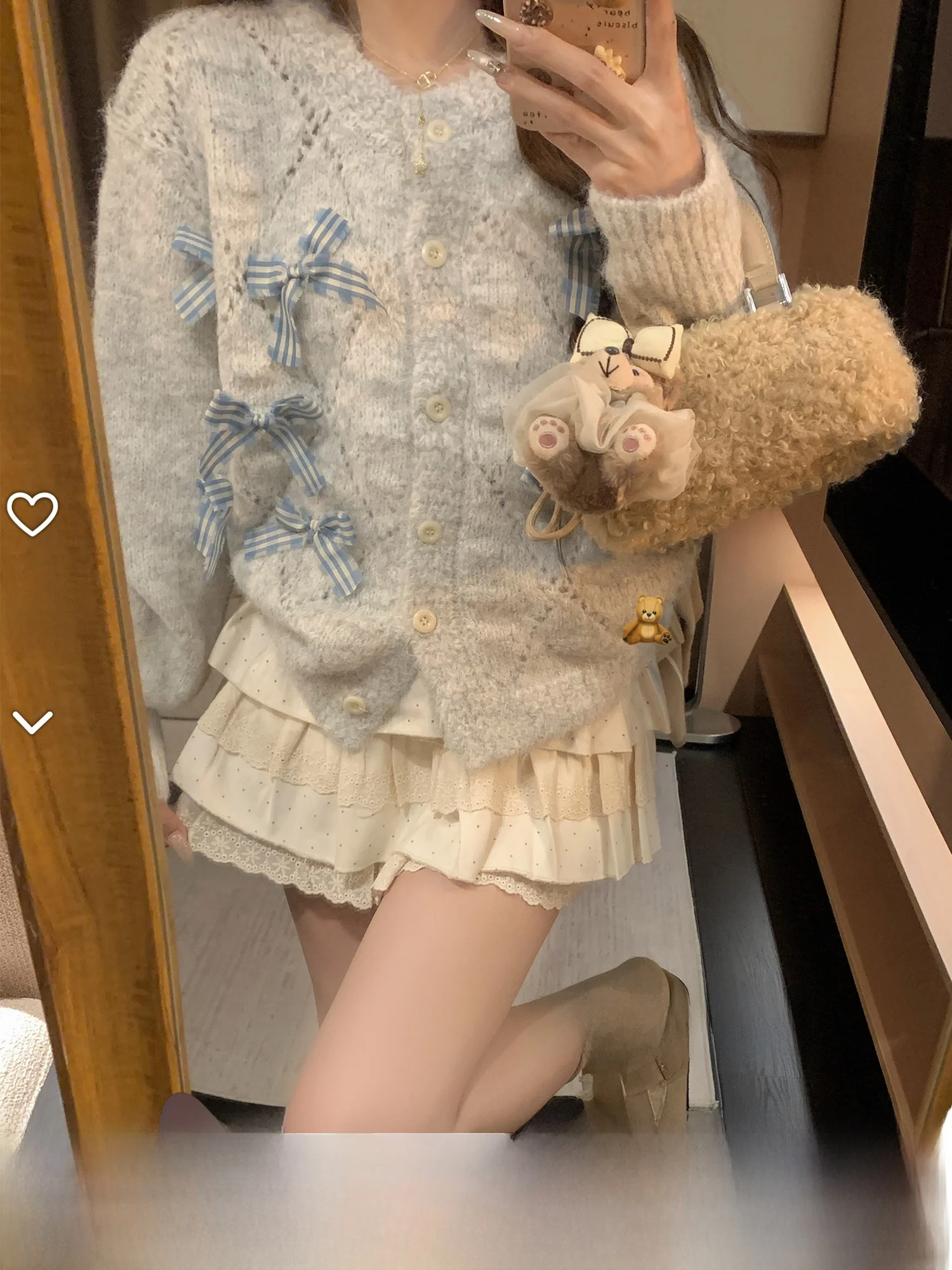 

Sweet Sle Knitted Cardigan with Button Hole Patchwork Striped Knot Women's Regular Fit Long Sve Sweater Coat