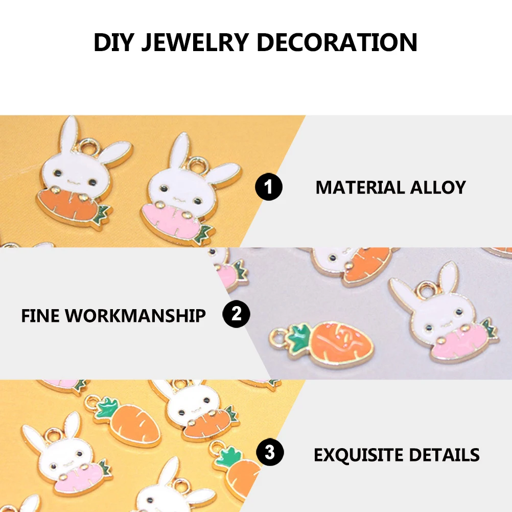 

30 Pcs Carrot Rabbit Pendant Charms Easter Alloy naments DIY Jewelry Making Bracelet Earrings Decor Accessories
