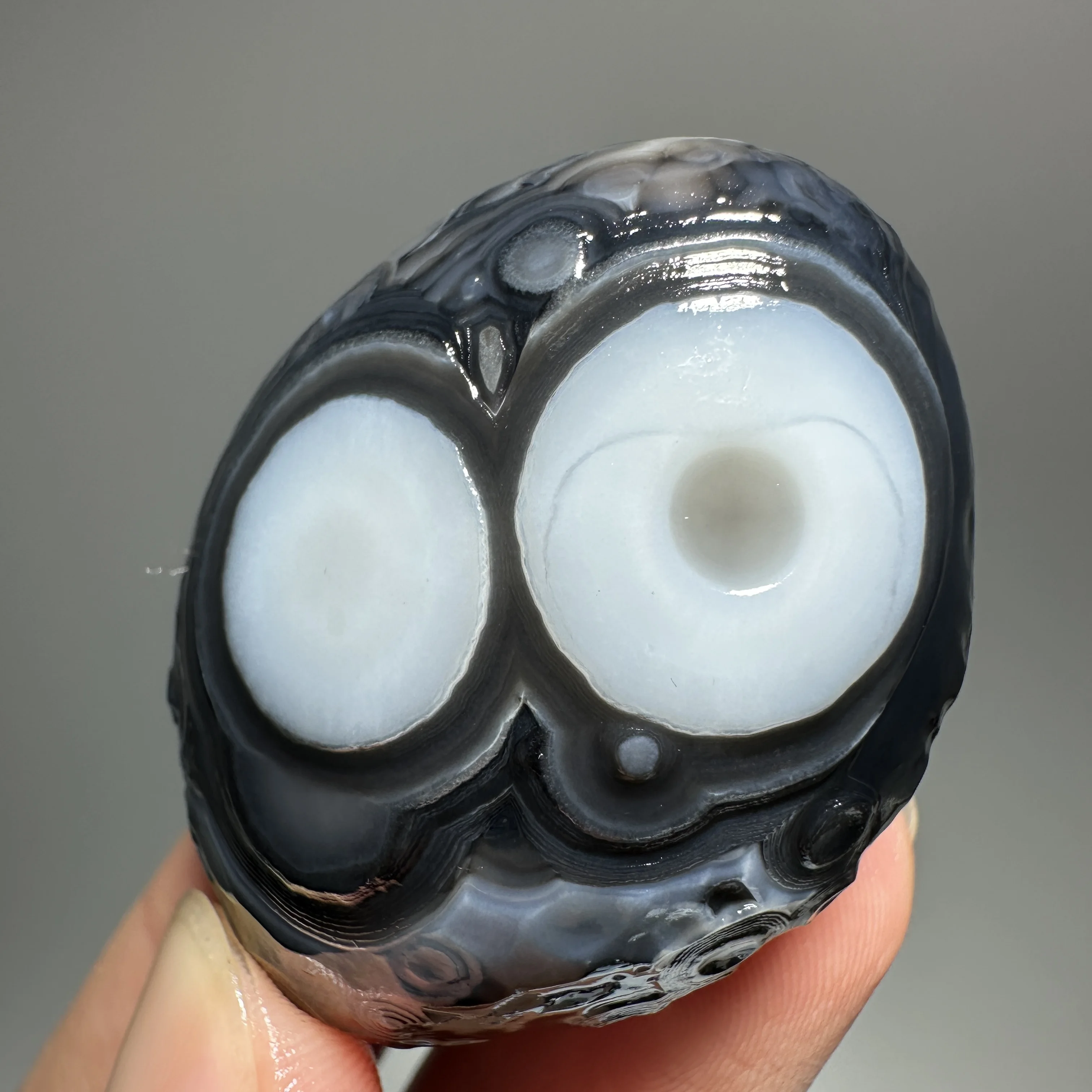 Natural Black Sardonyx Agate Alxa Gobi Eye Mineral Specimen Energy Crystal Chakra Reiki Healing Stone view 6