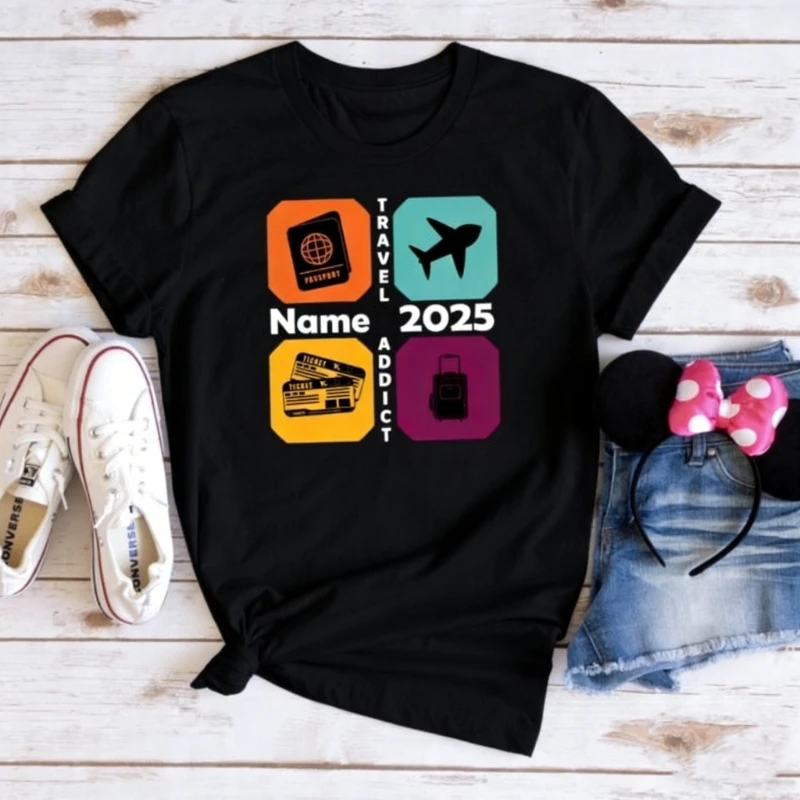 Custom Destination Ad Dict 2025 Travel T-shirt Adventure The World Traveller Road Trip Unisex All-match Casual Style Shirt