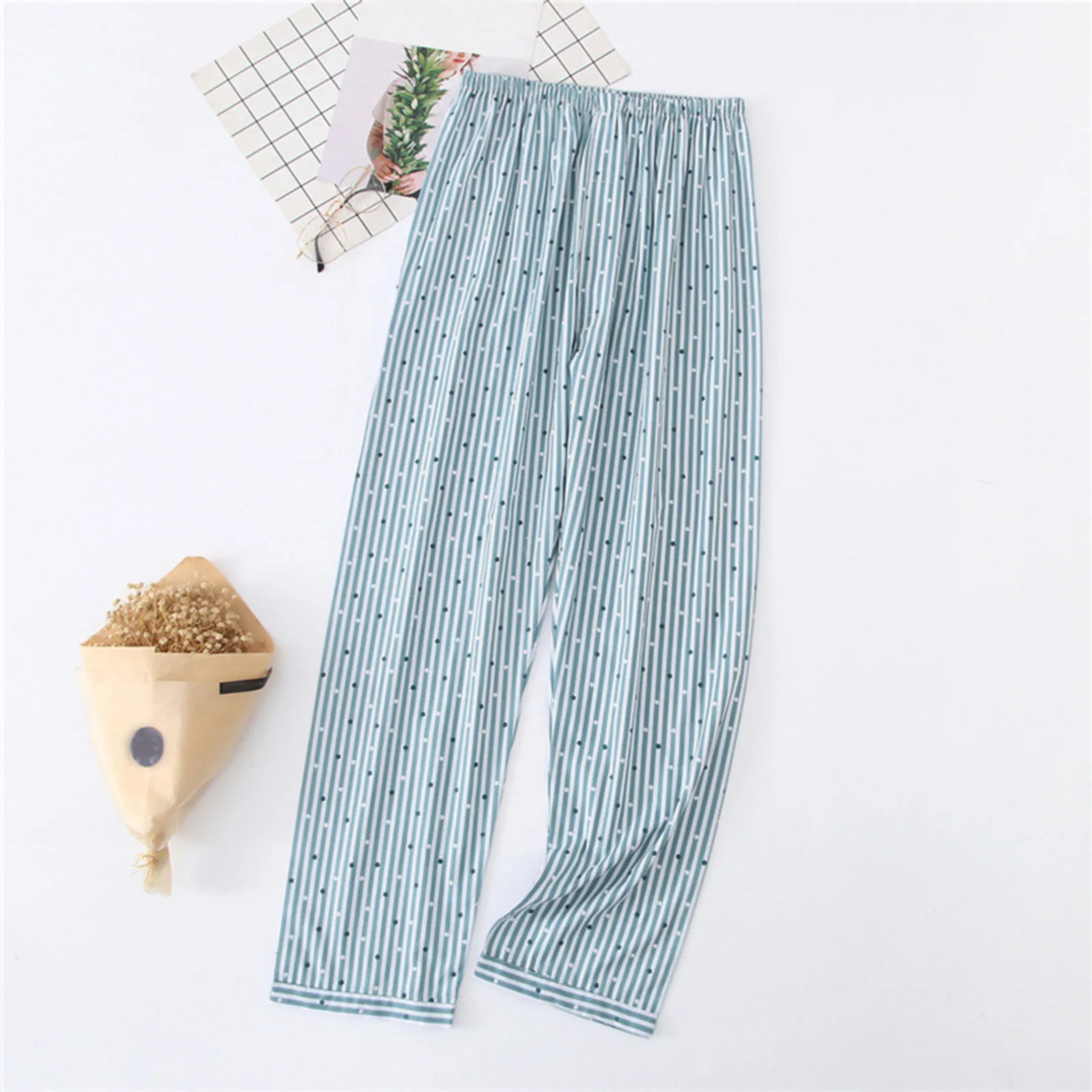 Casual Plaid pajama Sleep Pants Air Conditional Trousers 2024 Summer Men Cotton Sleep Bottoms Male Soft Home Pants for Men