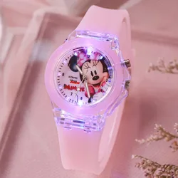 Disney Mickey dzieci oglądają dziewczęce kolorowe źródło światła silikonowe Elsa Hello Kitty Kids Watch chłopięce prezent na nadgarstek Relogio Feminino