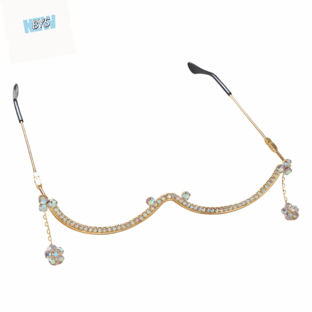 

Sparkling Rhinestone Glasses Frames Y2k Light Luxury Rhinestone Mask Jewelry Creative Metal Girl Face Decoration Unisex