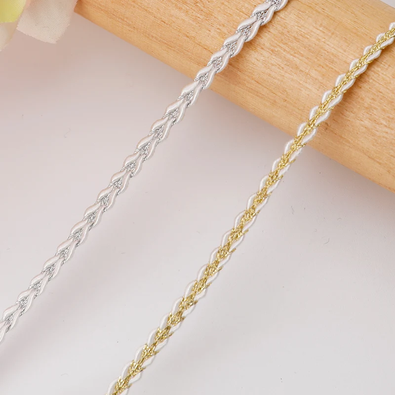 5Meters/16.4Ft Each Pack New Lace Belt Clothing Accessories DIY Crafts Party Dress Ribbon 0.4cm Braided Rope Lace