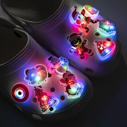 1PCS LED Shoe Accessories Charms Christmas Tree Cute Xmas Dogs Cats Shoe Decorations for Clogs Sandals Kids Favor Holiday Gifts
