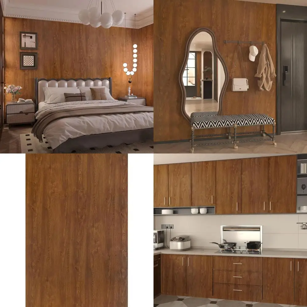 

Самоклеящиеся виниловые обои под коричневое дерево, водонепроницаемые и съемные, для кухни, столешниц, шкафов, столов, 48x197 дюймов