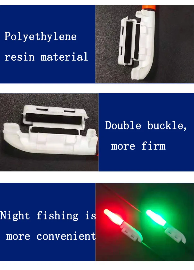 Bastone luminoso elettronico da 5 pz/lotto con 5 batterie ricaricabili Clip su canna da pesca Lampada incandescente impermeabile Pesca notturna A568