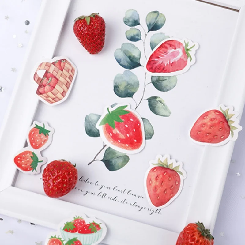 45Pcs Strawberry Delicious Style Decorative Stickers Diary Decorations Scrapbook Albums DIY Student Stationery Stickers