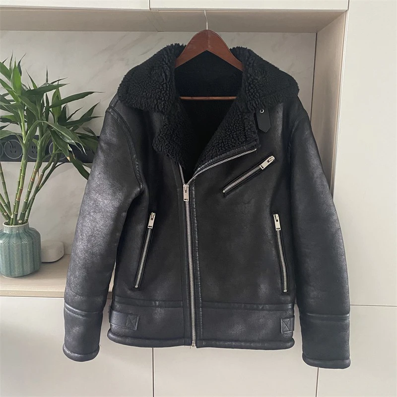 New men Autumn winter The new Lamb jacket jacket leather The jacket coat