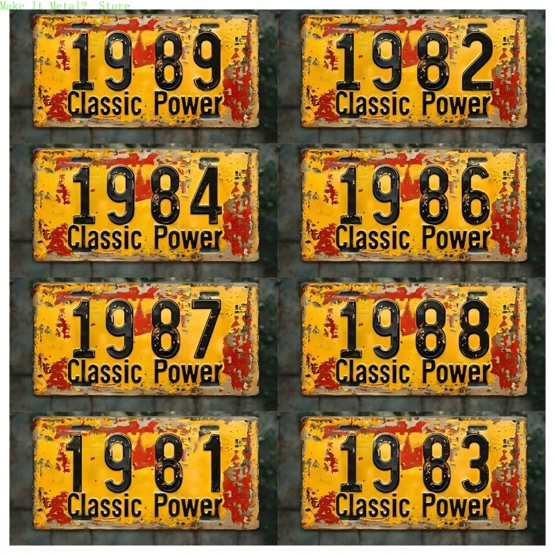 1980-1989 Vintage License Plate 2D Flat 1pc - Aluminum Metal Sign, Retro Garage Wall Hanging Decor