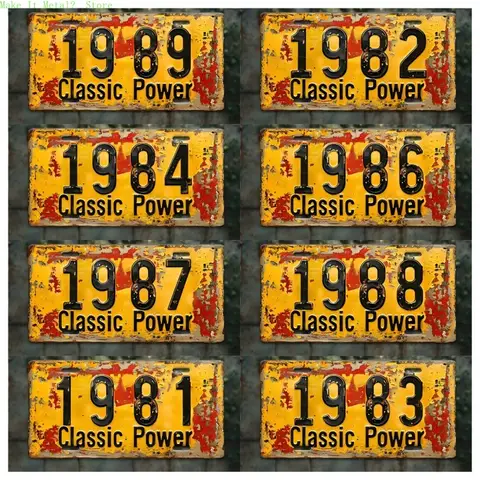 1980-1989 Vintage License Plate 2D Flat 1pc - Aluminum Metal Sign, Retro Garage Wall Hanging Decor
