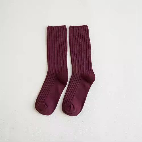 1 Pair Retro Women Cotton Loose Socks Autumn Winter Knitting Solid Color Long Black Korean Japanese Student Girls Stockings - Image 8