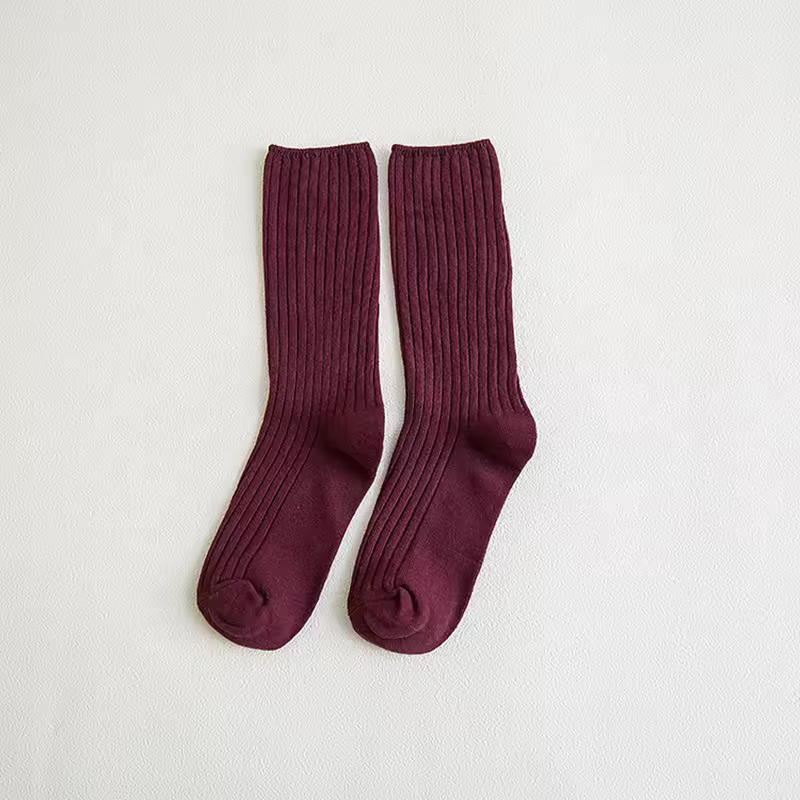 1 Pair Retro Women Cotton Loose Socks Autumn Winter Knitting Solid Color Long Black Korean Japanese Student Girls Stockings - Image 8