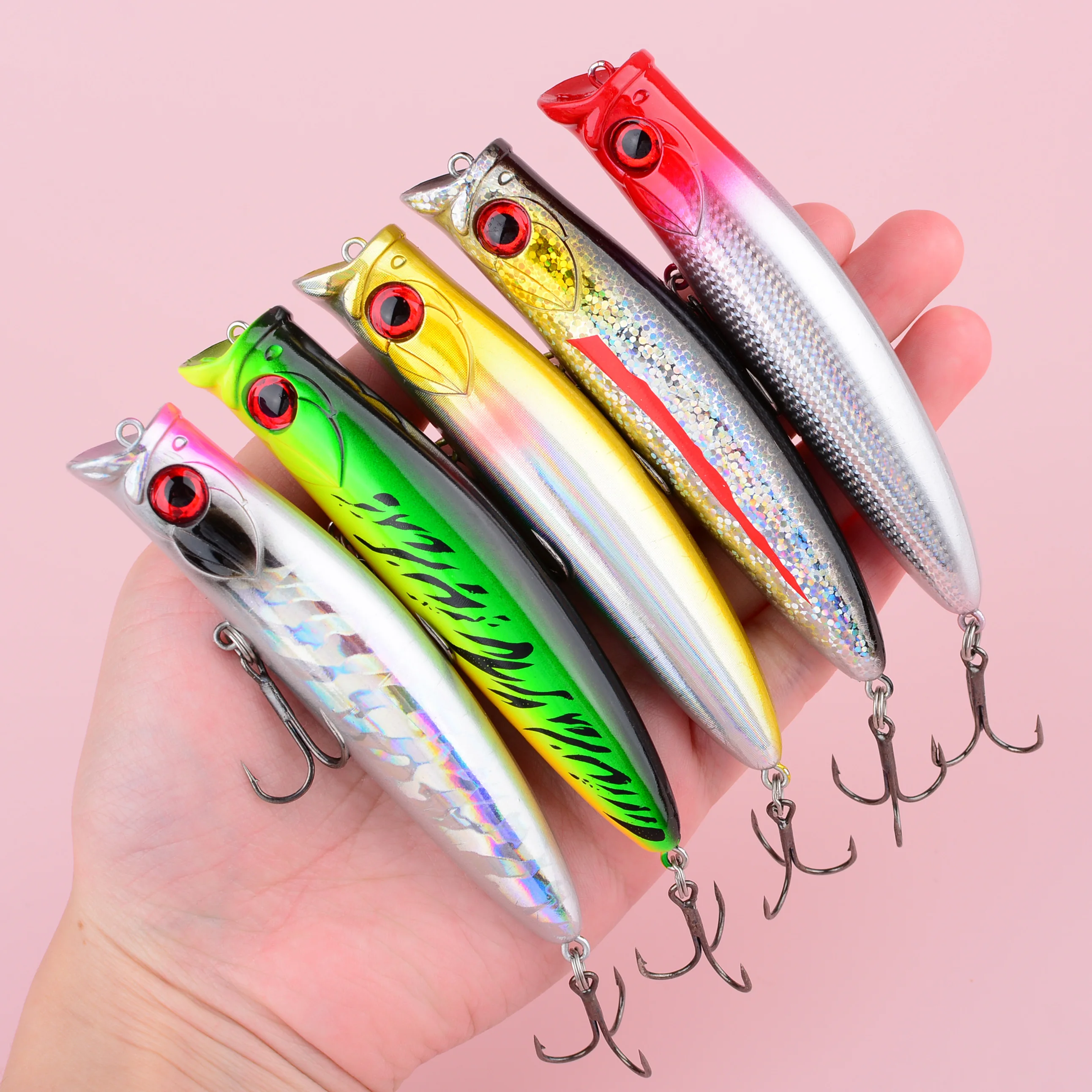 Floating Surface Popper Spinning Topwater Fishing Lure 9.8cm 12.5g Pencil Bait Saltwater For Bass Artificial fishing bait