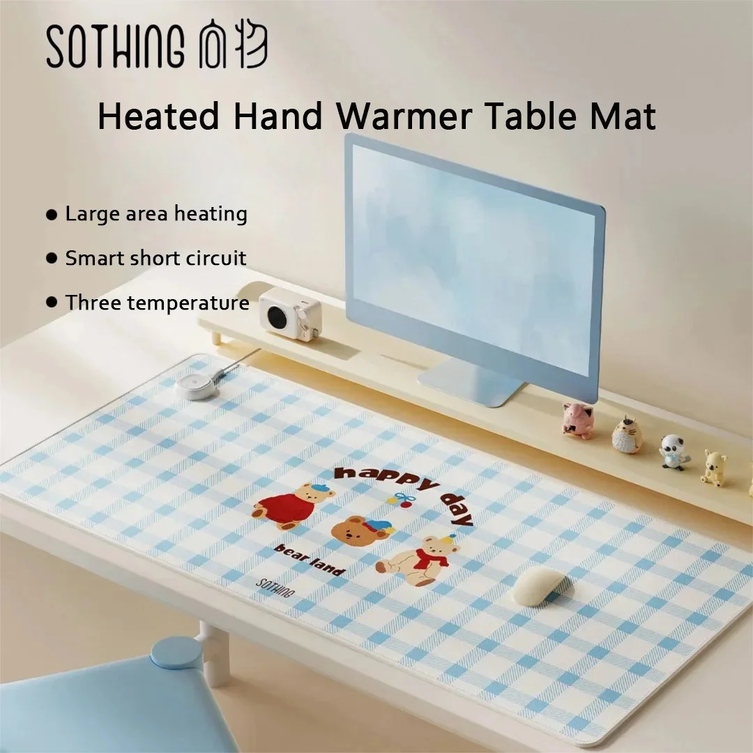 

SOTHING Heated Hand Warmer Table Mat AI Temperature Control Three Level Temperature Regulation PVC Hot Mouse Desk Mat 80*32cm