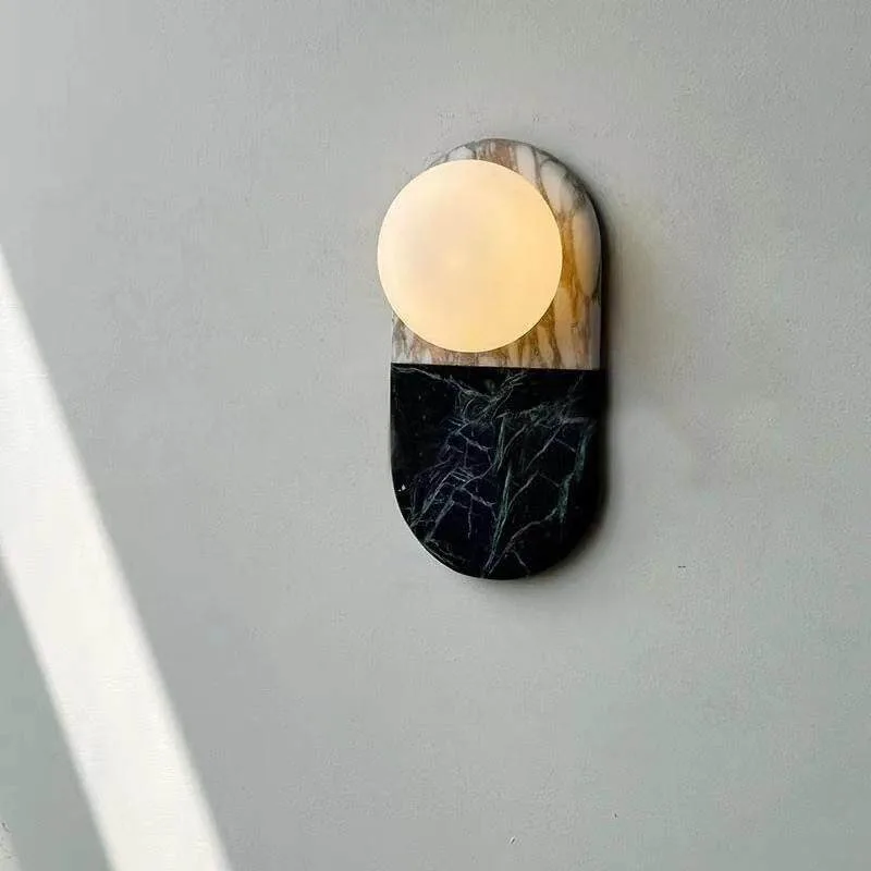 100% Natural Marble Wall Lamp, French Wabi Sabi Style for Living Room, Bedroom & Hallway