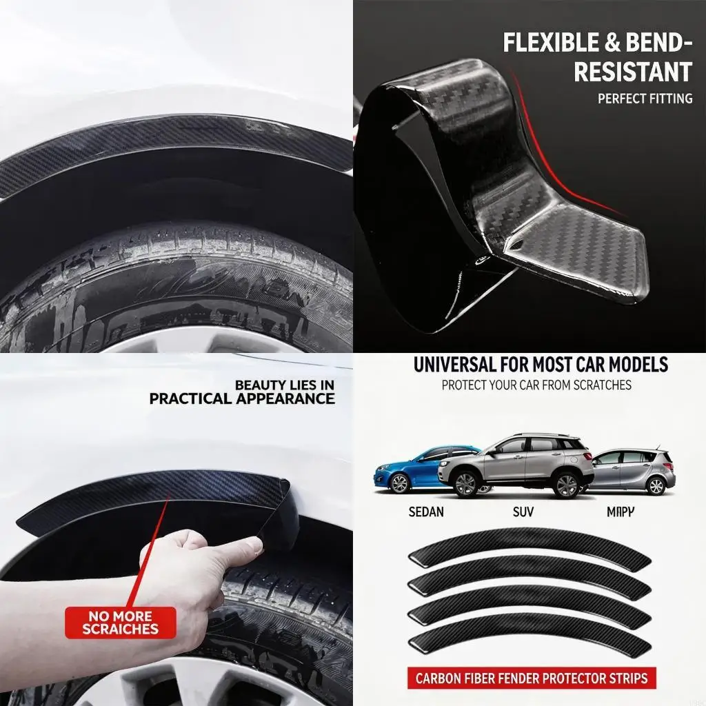 4pcs Molding Trim Set Carbon Look Body Line Cover Suitable for Daily Detail New