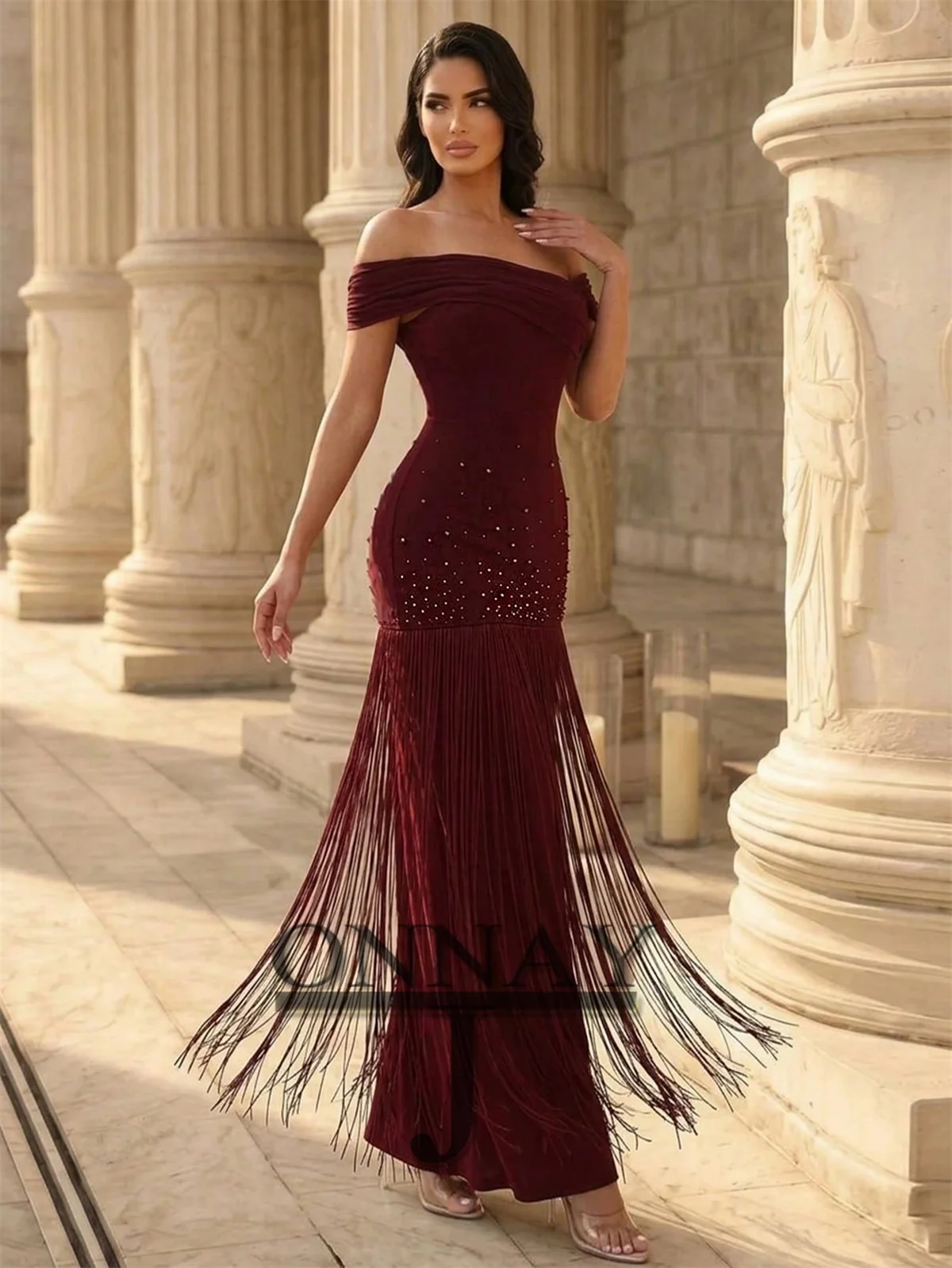 kuwait evening dresses Women's Elegant V-neck Lace Contrast Chiffon Lantern Long Sleeve Wedding Party Bridesmaid A-line Long Dress